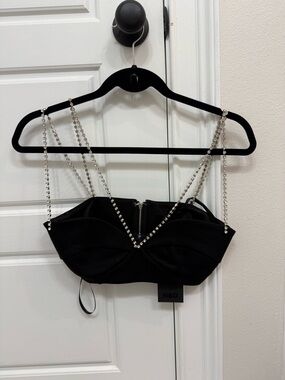 NBD Black Crystal-Chain Bustier Camisole